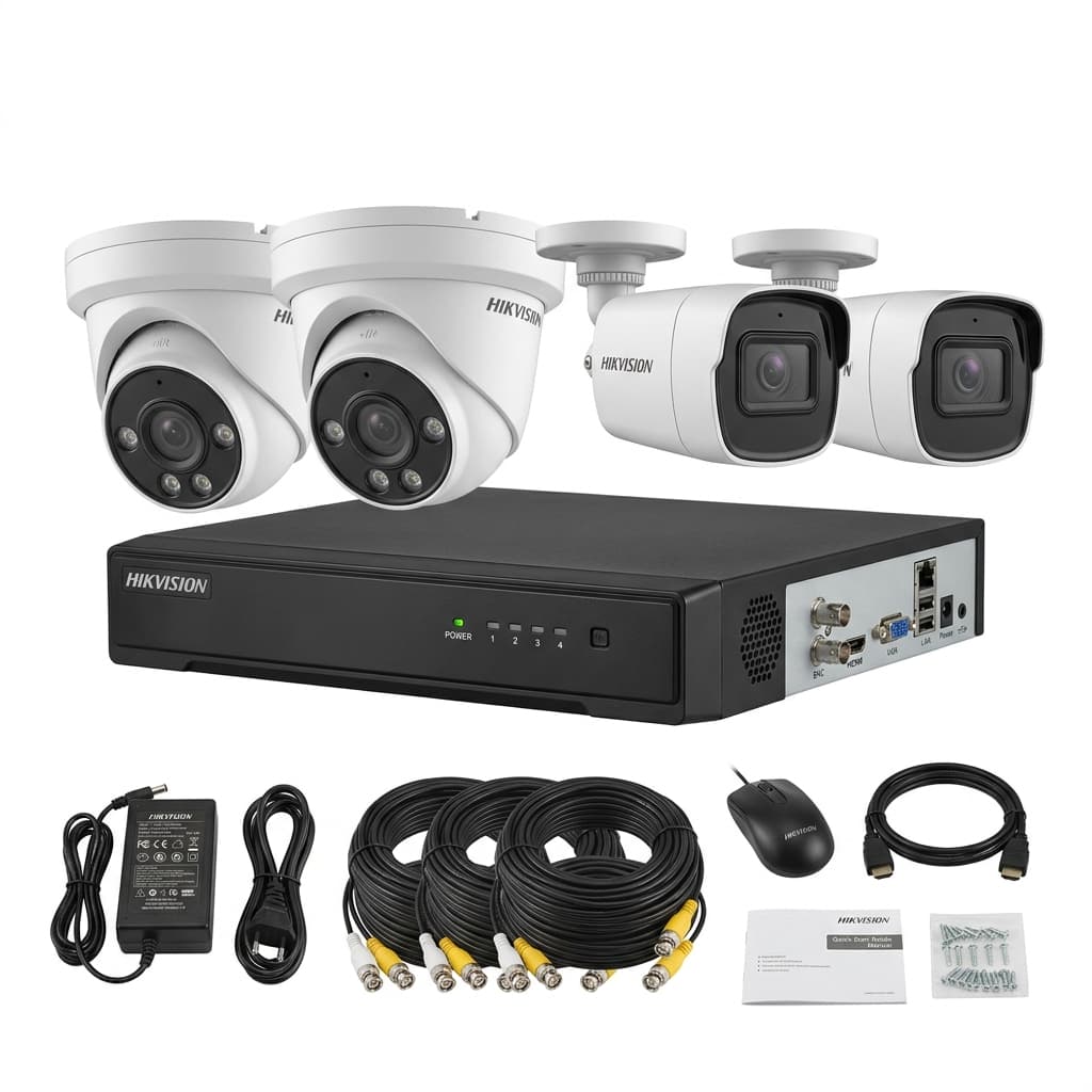Kit CFTV IP Hikvision 4 Câmaras 4MP PoE + NVR 4CH 1TB Gravador