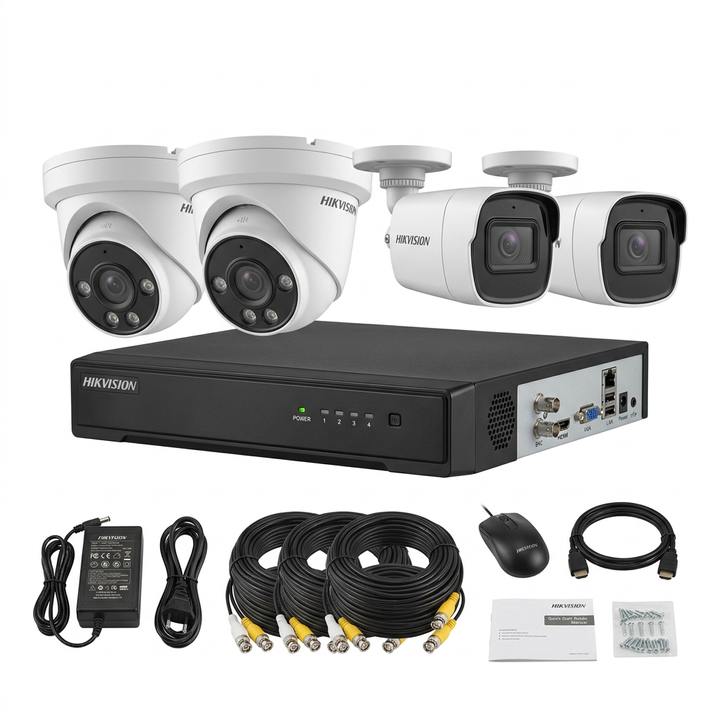 Kit CFTV IP Hikvision 4 Câmaras 4MP PoE + NVR 4CH 1TB Gravador